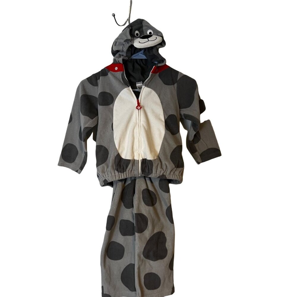 Puppy Dog Costume Toddler Youth Size 4T Halloween Gray Spotted  Zip Top Hood
